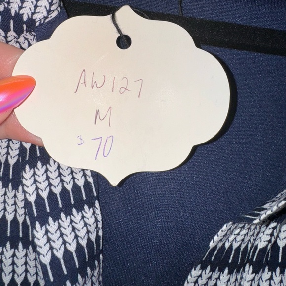 Navy and white patterned dress NWT Boutique - Picture 6 of 6